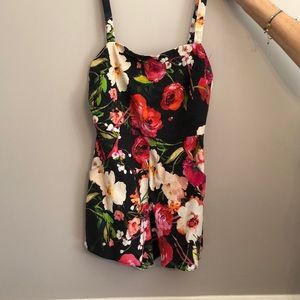 Black floral romper